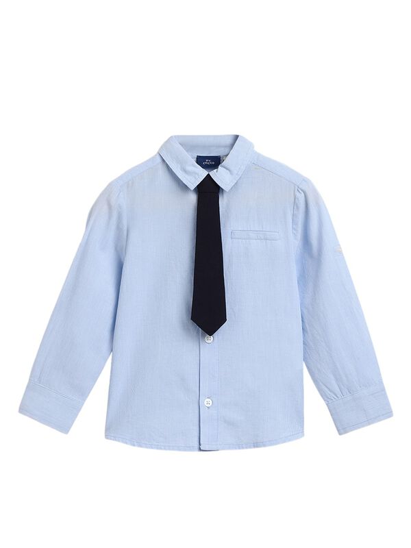 Boys Light Blue Long Sleeve Woven Shirt image number 0